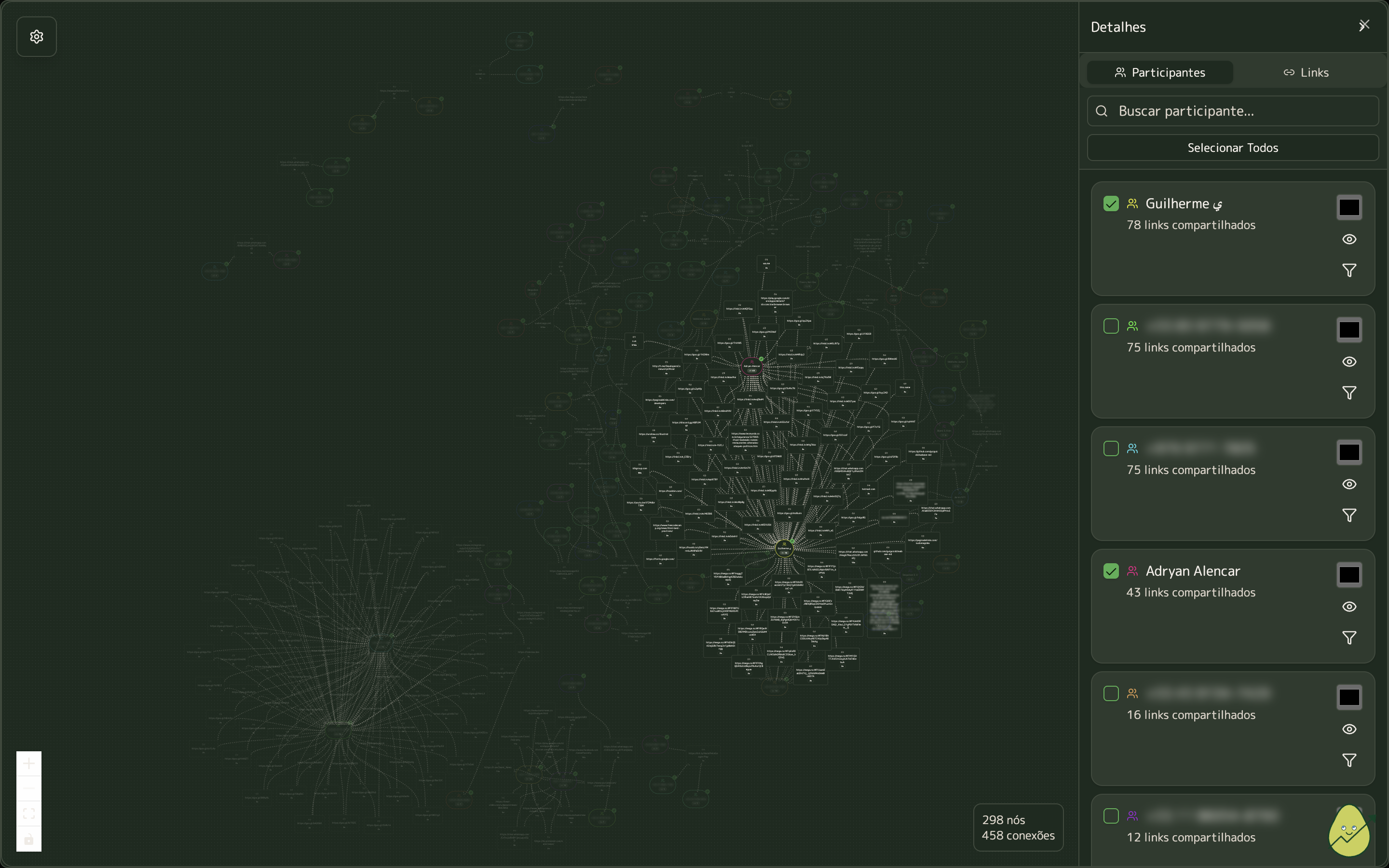 Screenshot da funcionalidade Rede de Conexões do Duzoik